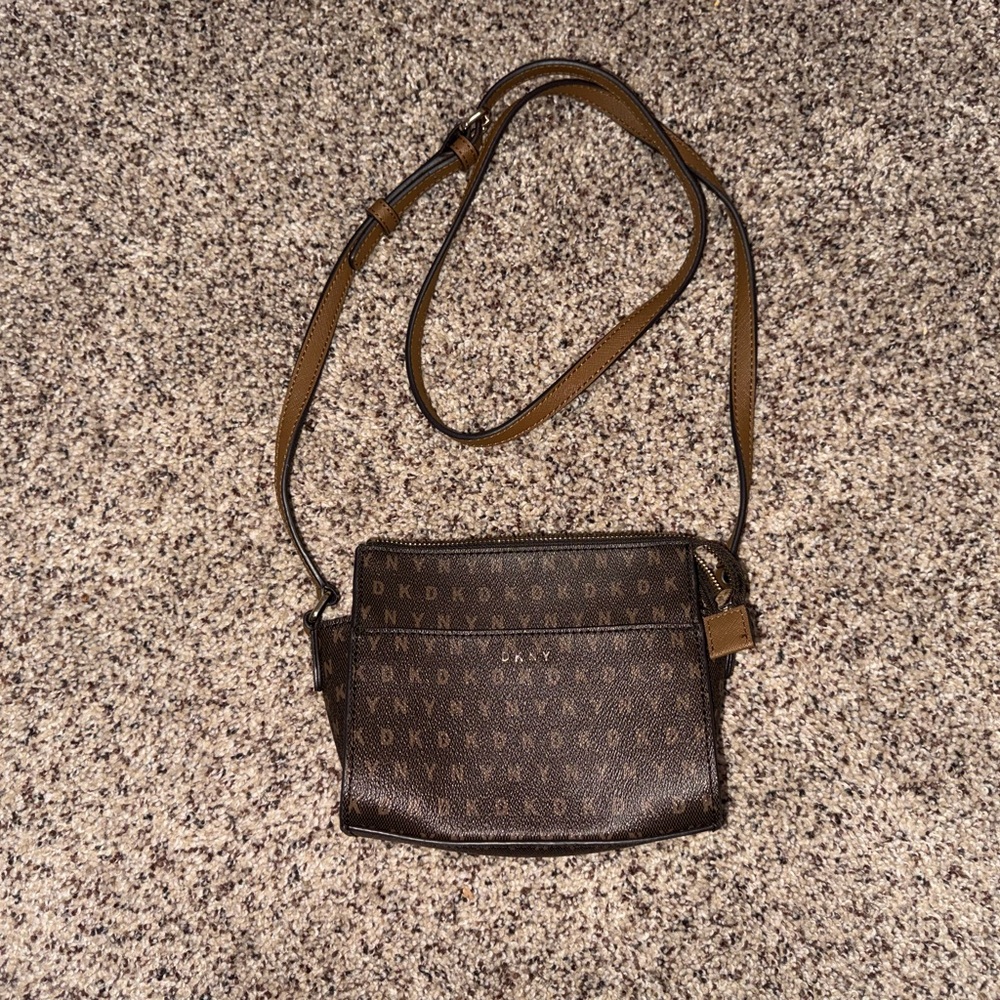 DKNY Monogrammed Tan and Brown Bag